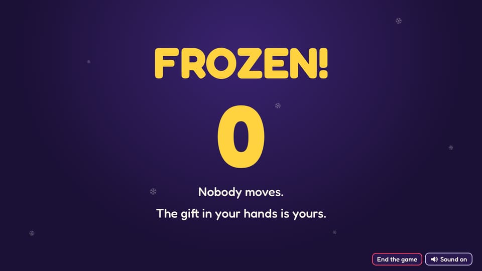 The FROZEN! screen: the hidden timer just froze everything